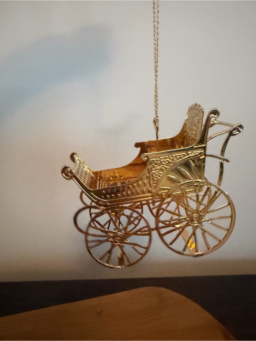 Gold Plated Decorative Baby Carriage Ornament